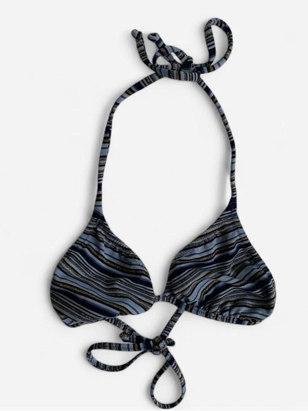 Vintage Y2K blue sparkly striped bikini top